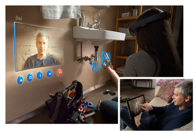 With Skype video chatting, HoloLens users can let others see through their eyes to help with tasks and even doodle right on top of your line of vision.